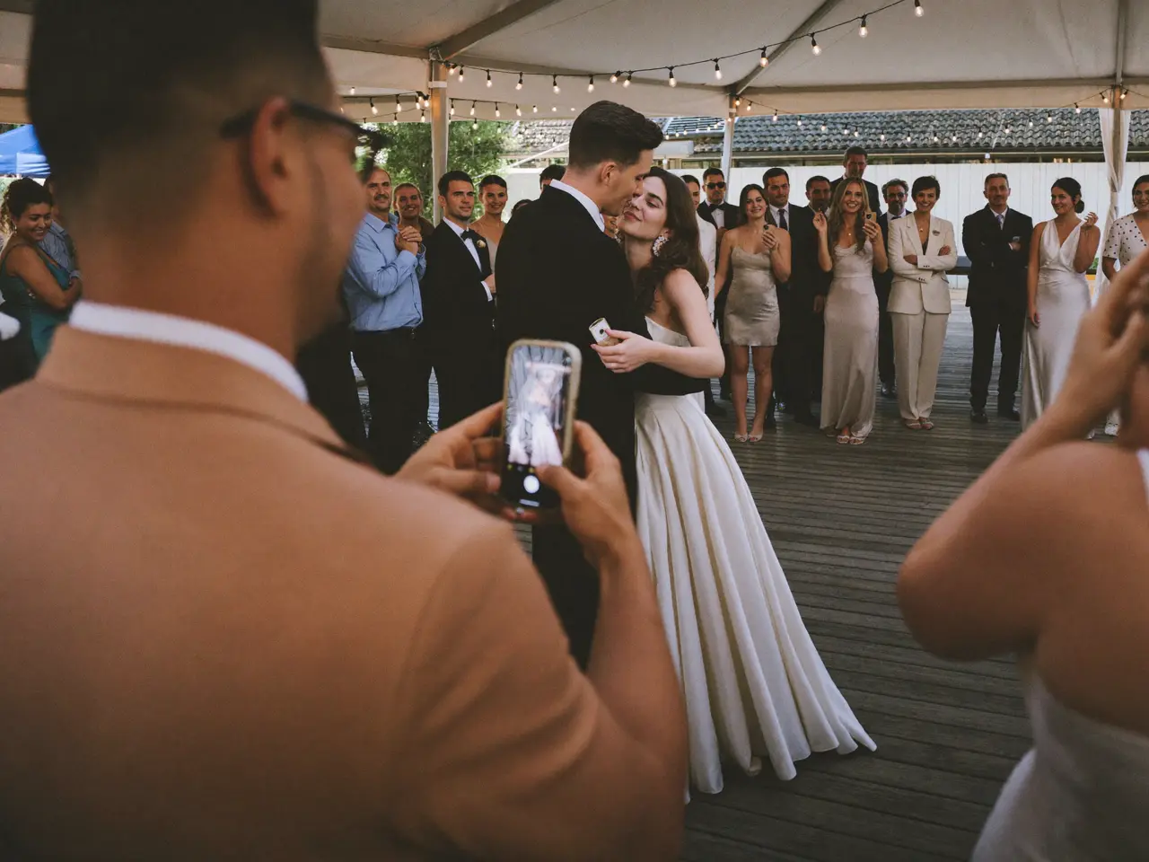 The first dance under string lights